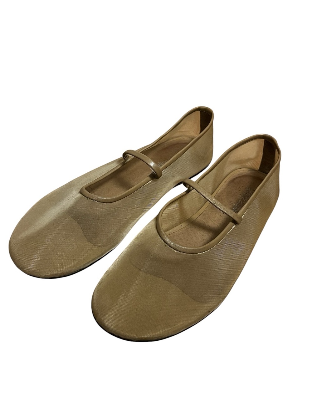 Jeffrey Campbell Swan Lake Sheer Mesh Mary Jane Ballet Flats Nude Beige Size 8